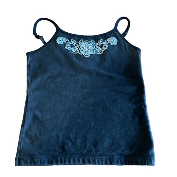 Faded Glory Girls S 6/6X Black Camisole Tank Top with Silver Embroidery Y2K - Picture 1 of 7